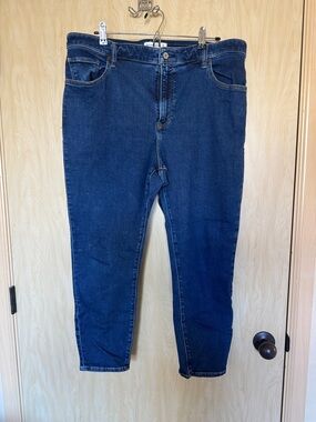 Abercrombie & Fitch Super Skinny Ankle High Rise Jeans in Dark Blue